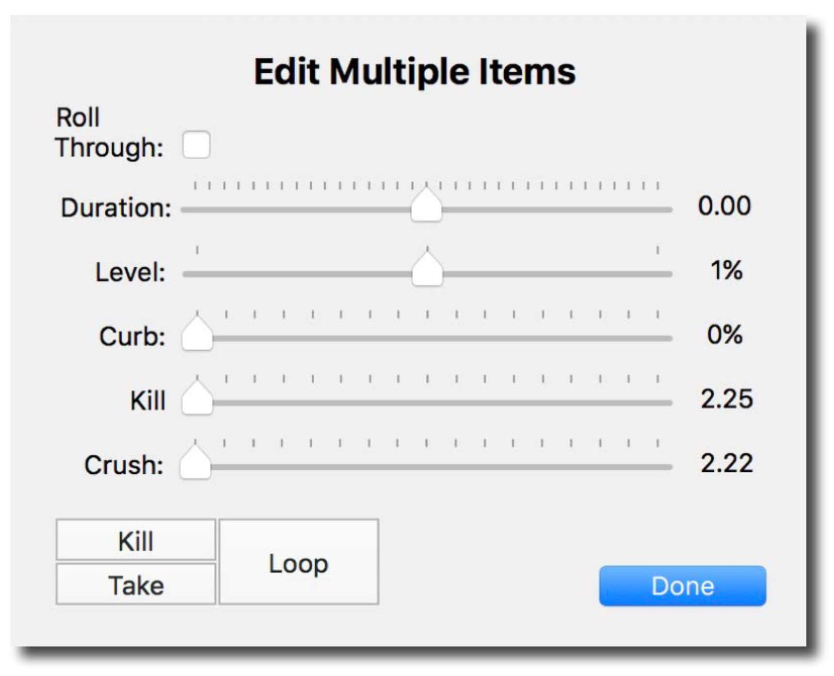 Multiple Clip Edit Sheet